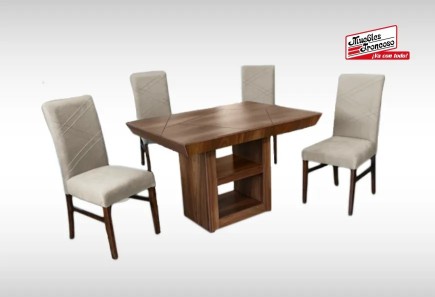 ANTECOMEDOR ITALIA CON 4 SILLAS ALPHA RUSSEL LATTE