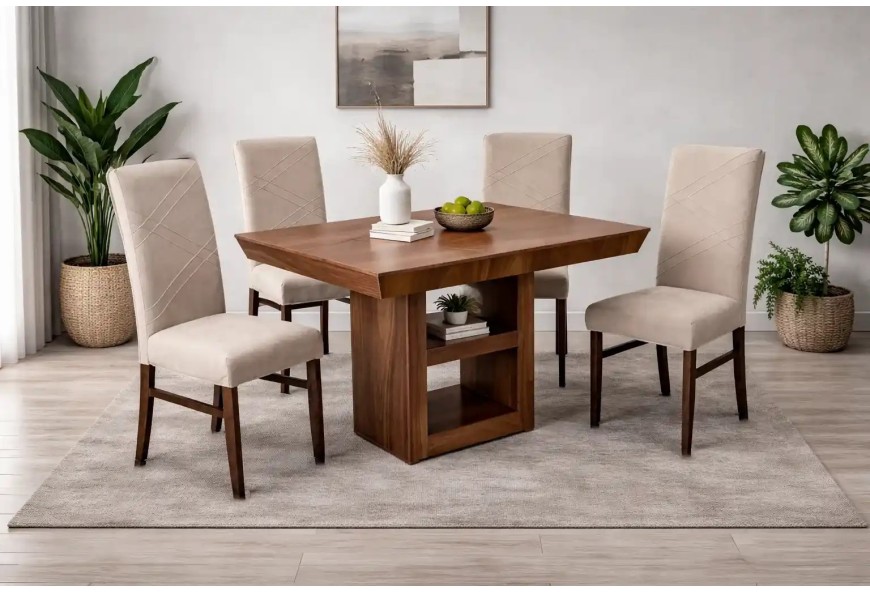 ANTECOMEDOR ITALIA CON 4 SILLAS ALPHA RUSSEL LATTE