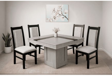 ANTECOMEDOR MONACO GRIS 1X1 VS/2 CON 4 SILLAS ARUBA