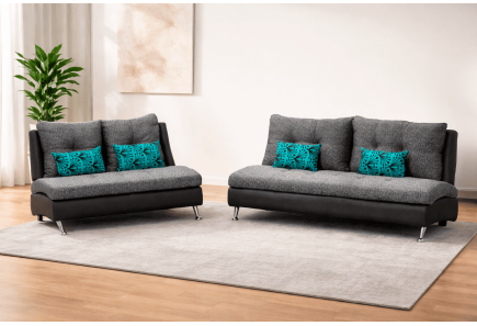 SALA DAISY ILLIE BLACK SOFÁ Y LOVE SEAT