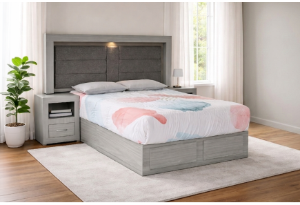 CABECERA Y DOS BURÓS MÓNACO GRIS