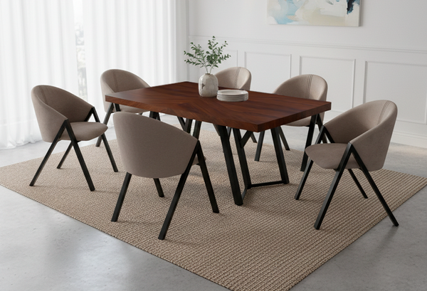 ANTECOMEDOR MALLORY CON 6 SILLAS CAPUCHINO