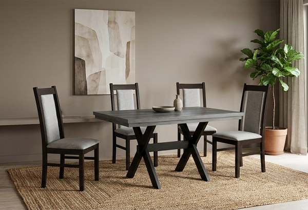 ANTECOMEDOR SILVER GRIS CON 4 SILLAS ARUBA CHOCOLATE