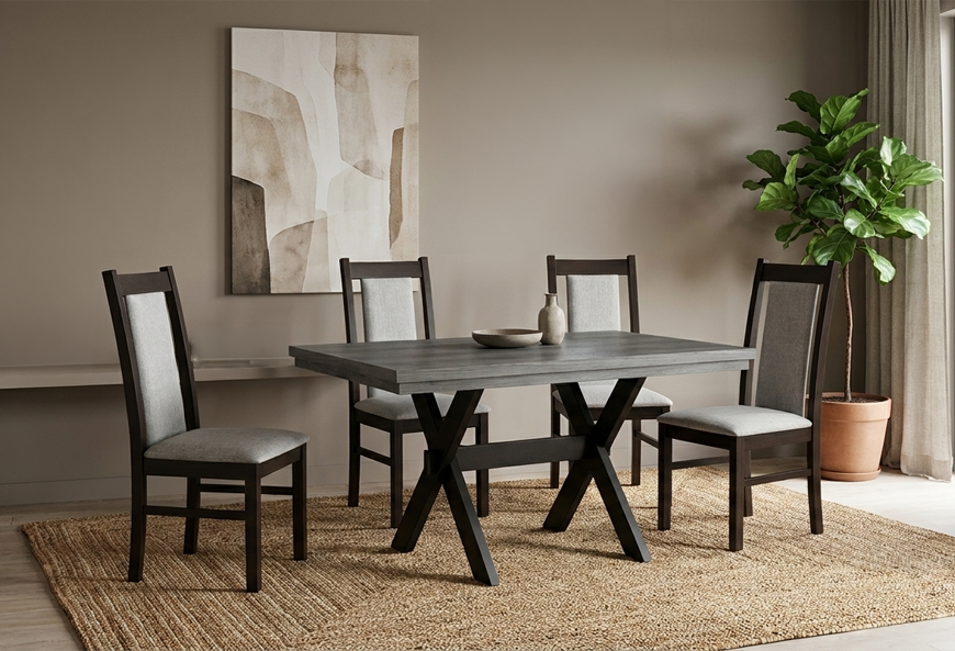 ANTECOMEDOR SILVER GRIS CON 4 SILLAS ARUBA CHOCOLATE