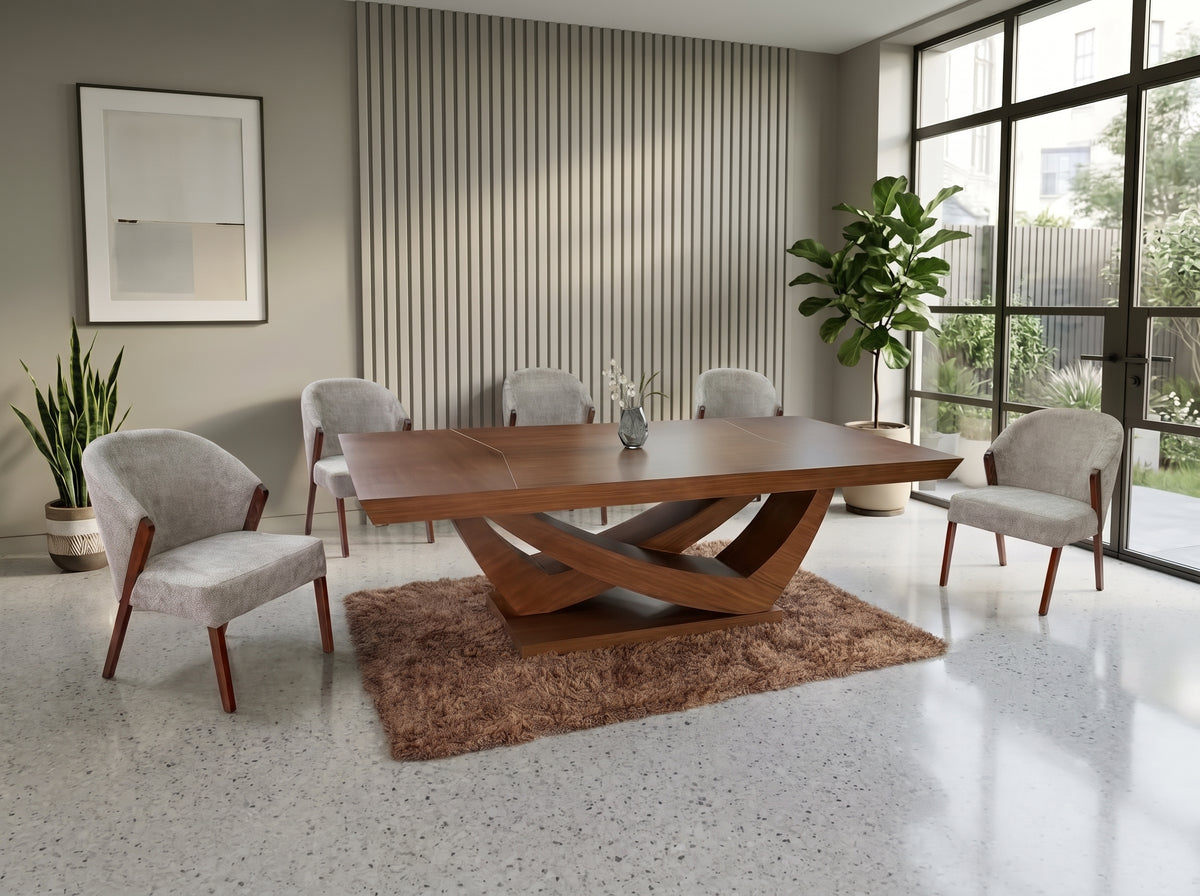 ANTECOMEDOR ROTTER UV CON 6 SILLAS CRETA GRIS