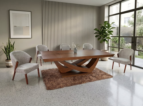 ANTECOMEDOR ROTTER UV CON 6 SILLAS CRETA GRIS
