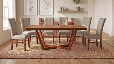 ANTECOMEDOR IVANA CON 6  SILLAS Y BANCA DORIAN MAGIT BEIGE