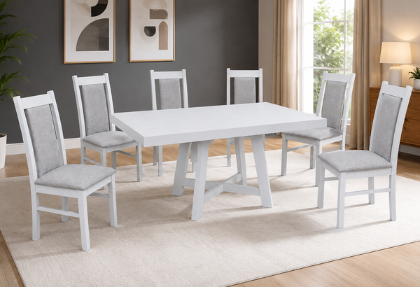ANTECOMEDOR VIENA PERLA CON 6 SILLAS ARUBA PERLA