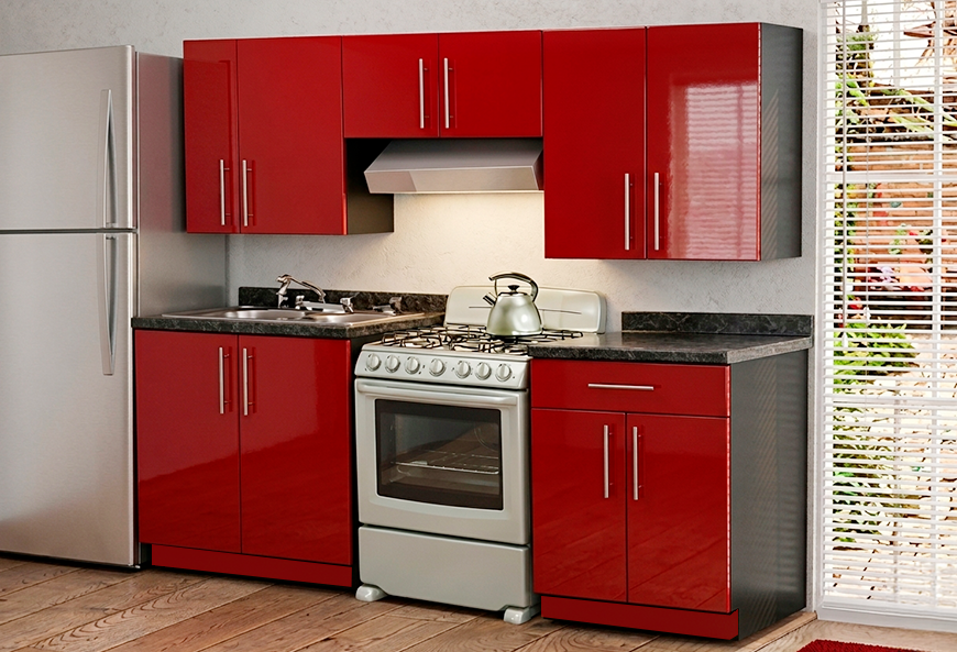 COCINA ELBA ROJA 2.40 MTS (5 PIEZAS)