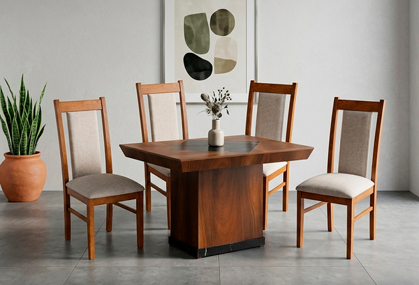 ANTECOMEDOR SALVATORE CON 4 SILLAS ARUBA AVELLANA