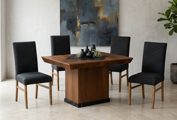 ANTECOMEDOR SALVATORE CON 4 SILLAS RUSSEL CHARCOAL