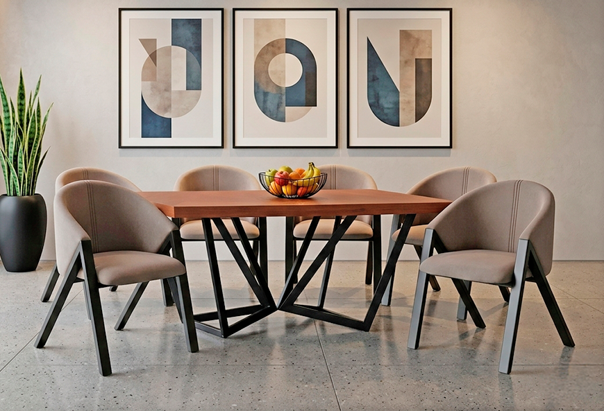 ANTECOMEDOR KALEY 1.80 CON 6 SILLAS MALLORY CAPUCHINO