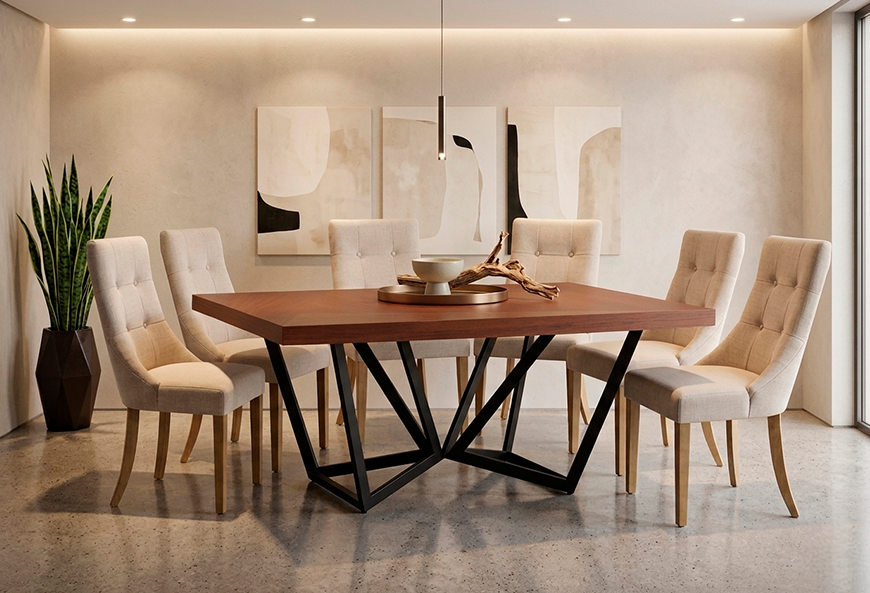 ANTECOMEDOR KALEY 1.80 CON 6 SILLAS DORIAN MAGIT BEIGE