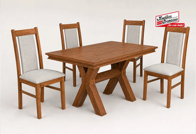ANTECOMEDOR EMMA CON 4 SILLAS ARUBA AVELLANA