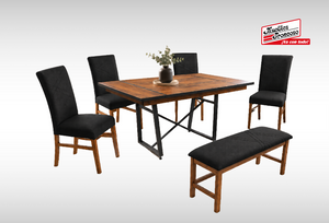 ANTECOMEDOR LAWRENCE CON 4 SILLAS Y BANCA RUSSEL CHARCOAL