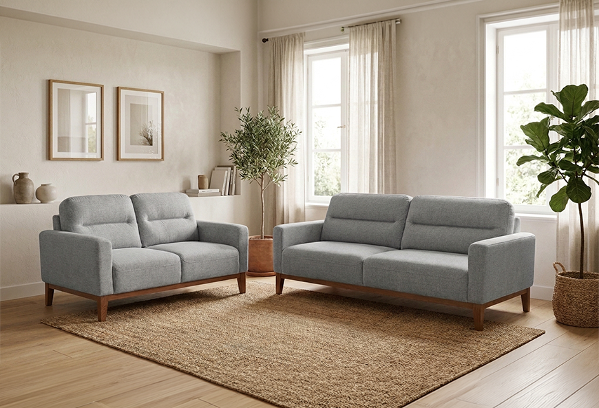 SOFÁ Y LOVE SEAT BORA NÁPOLES GRIS