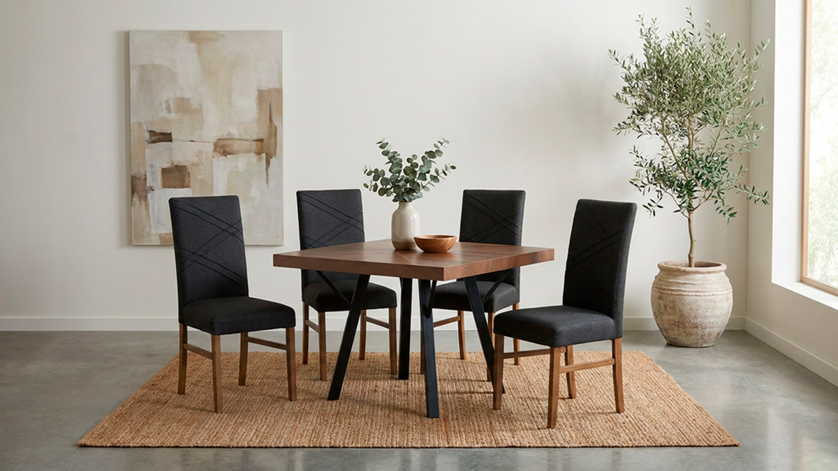 ANTECOMEDOR MALLORY JR CON  4 SILLAS RUSSEL CHARCOAL