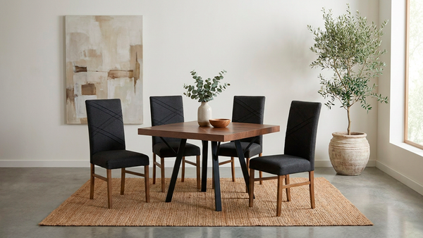 ANTECOMEDOR MALLORY JR CON  4 SILLAS RUSSEL CHARCOAL