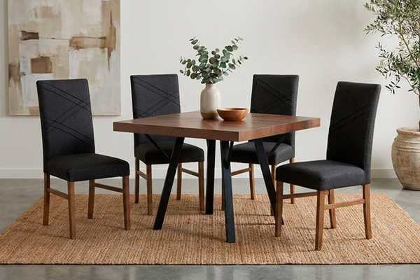 ANTECOMEDOR MALLORY JR CON  4 SILLAS RUSSEL CHARCOAL
