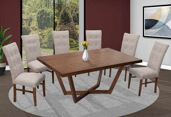 ANTECOMEDOR IVANNA NOGAL UV CON 4 SILLAS Y BANCA DORIAN MAGIT BEICH