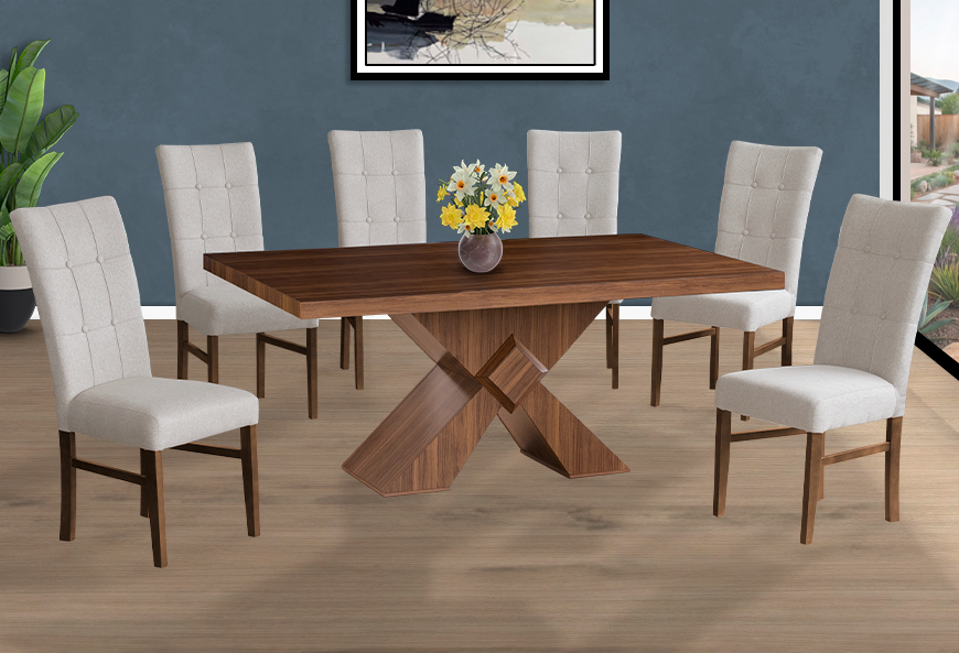 ANTECOMEDOR SIRIUS CON 6 SILLAS MAGIT BEIGE