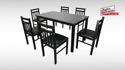 ANTECOMEDOR NEW JACK RECTANGULAR CON 6 SILLAS ESPRESSO