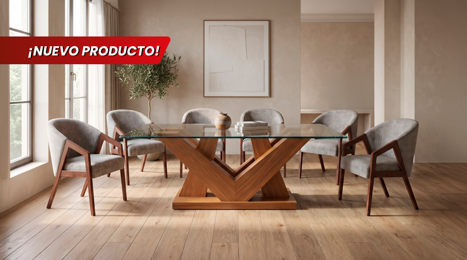 ANTECOMEDOR OLAF CON 6 SILLAS ENZO GRIS