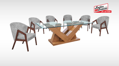ANTECOMEDOR OLAF CON 6 SILLAS ENZO GRIS