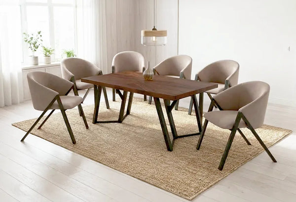ANTECOMEDOR MALLORY CON 6 SILLAS CAPUCHINO