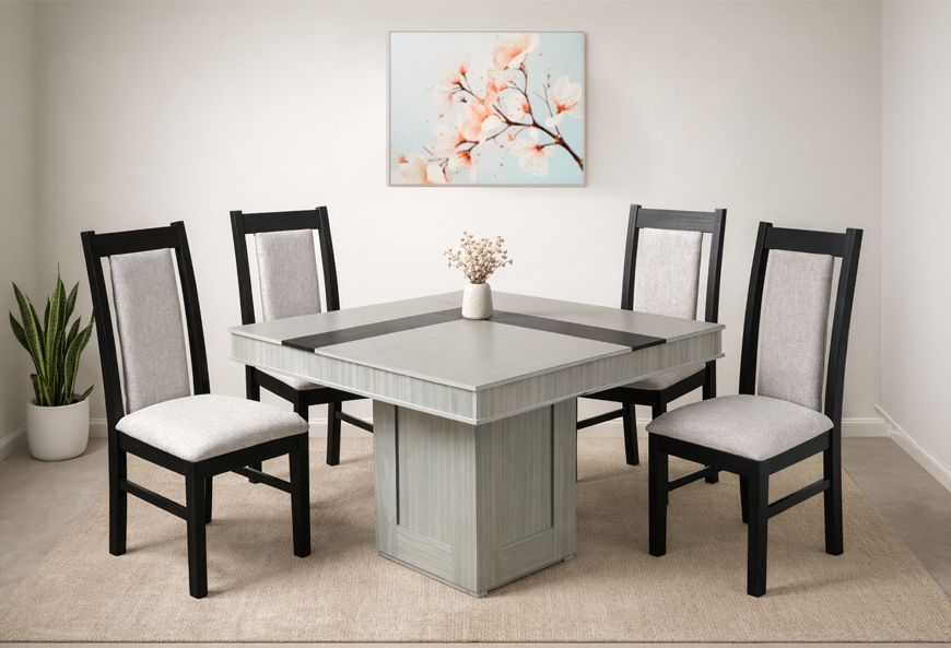ANTECOMEDOR MÓNACO GRIS 1.10 MTS CON 4 SILLA ARUBA
