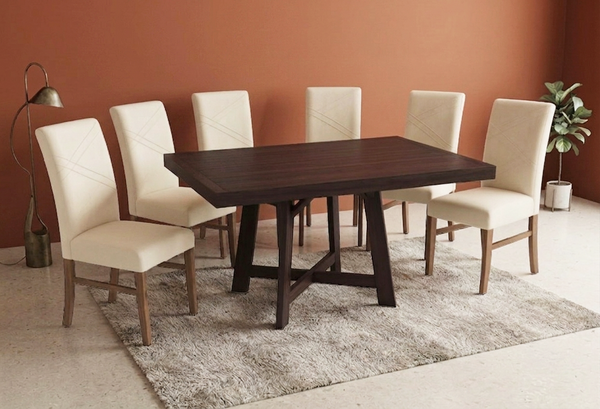 ANTECOMEDOR VIENA AMARANTO CON 6 SILLAS RUSSEL LATTE