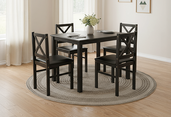 ANTECOMEDOR SAM NEGRO CON 4 SILLAS