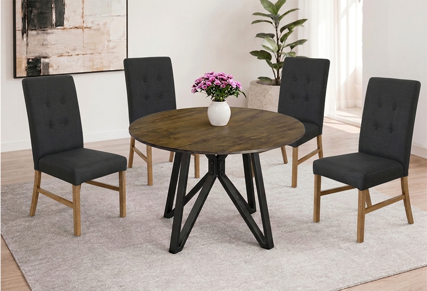 ANTECOMEDOR LAWRENCE REDONDO CON 4 SILLAS ROMA