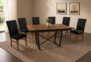 ANTECOMEDOR LAWRENCE CON 6 SILLAS RUSSEL CHARCOAL