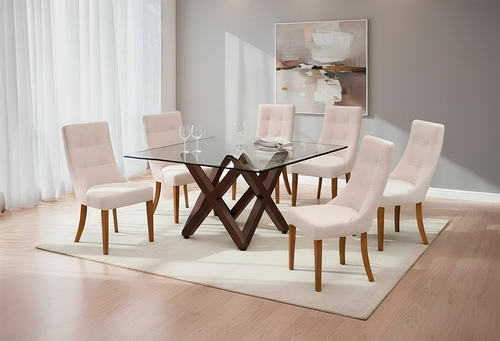 ANTECOMEDOR ENZO NOGAL CON 6 SILLAS ESPARTA MAGIC BEIGE