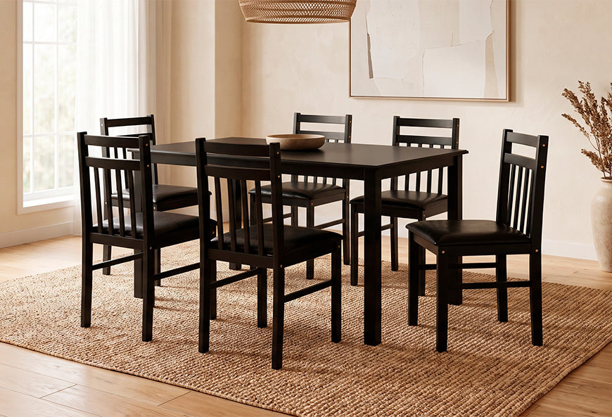 ANTECOMEDOR NEW JACK RECTANGULAR CON 6 SILLAS ESPRESSO