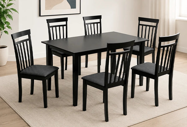 ANTECOMEDOR APRIL RECTANGULAR NEGRO CON 6 SILLAS