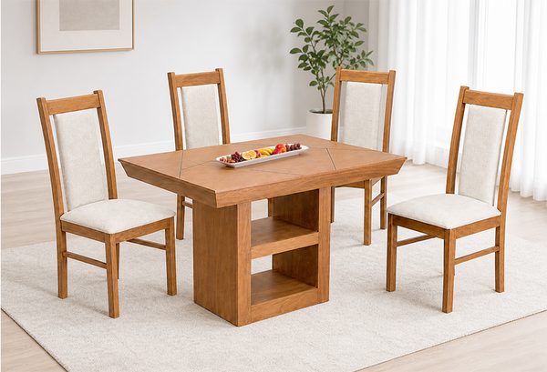 ANTECOMEDOR ITALIA CON 4 SILLAS ARUBA AVELLANA