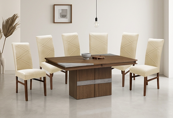 ANTECOMEDOR ARGELIA CON 6 SILLAS RUSSEL ALPHA LATTE