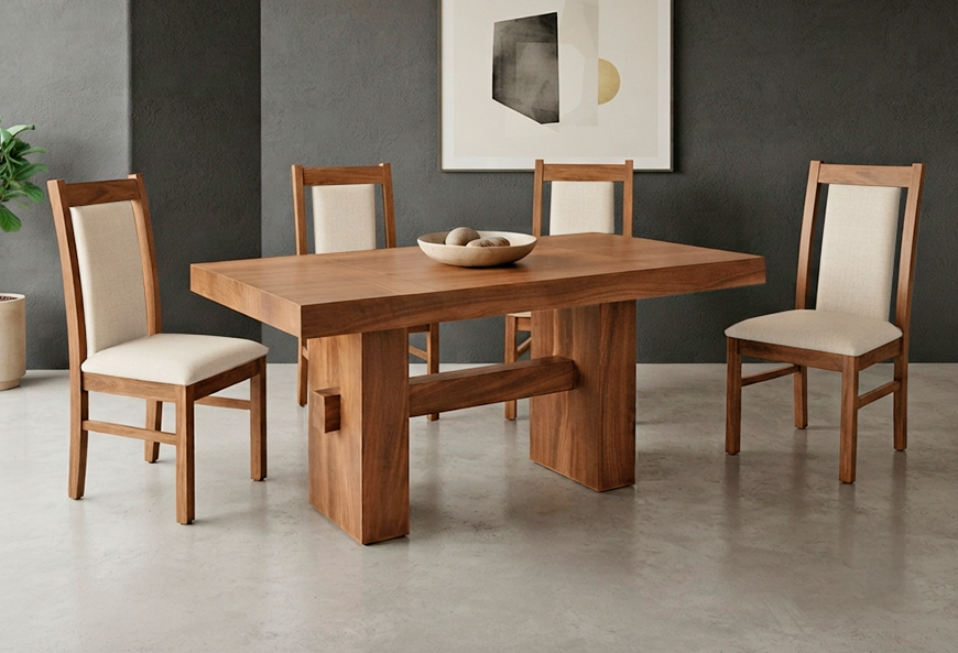 ANTECOMEDOR KASIA CON 4 SILLAS ARUBA AVELLANA