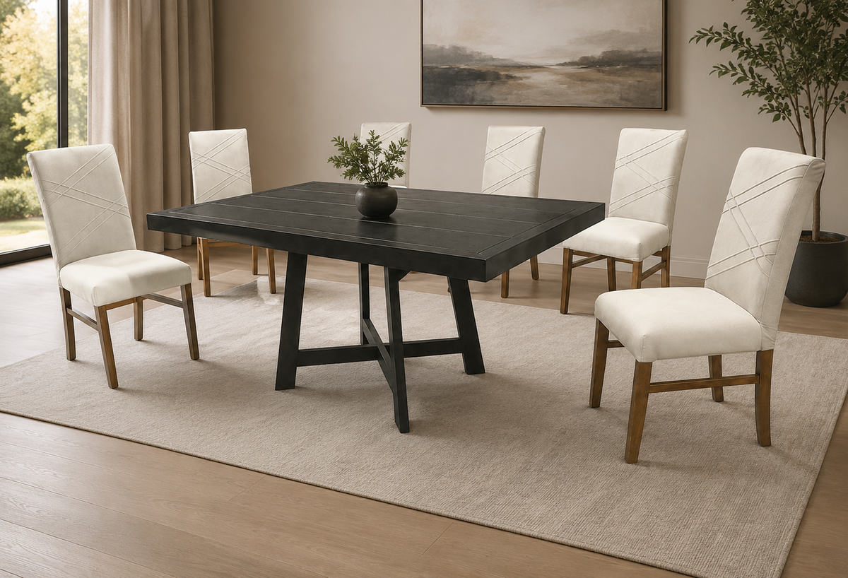 ANTECOMEDOR VIENA AMARANTO CON 6 SILLAS RUSSEL LATTE