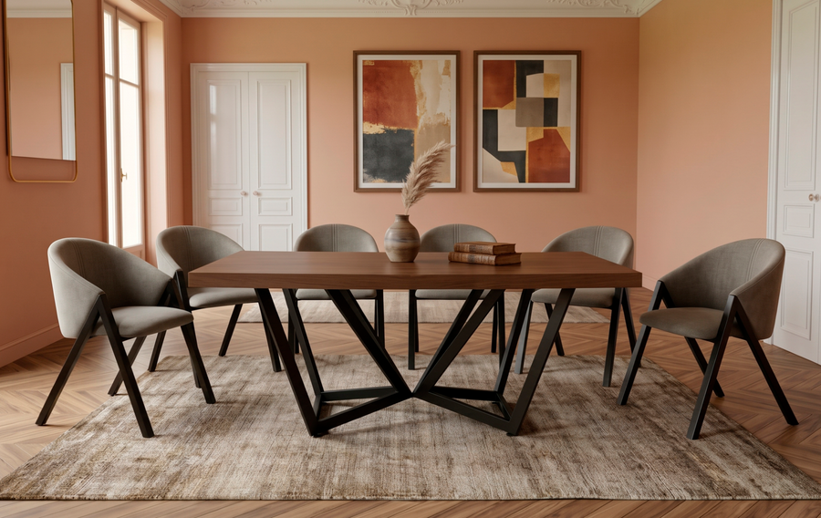 ANTECOMEDOR KALEY 1.80 CON 6 SILLAS MALLORY CAPUCHINO