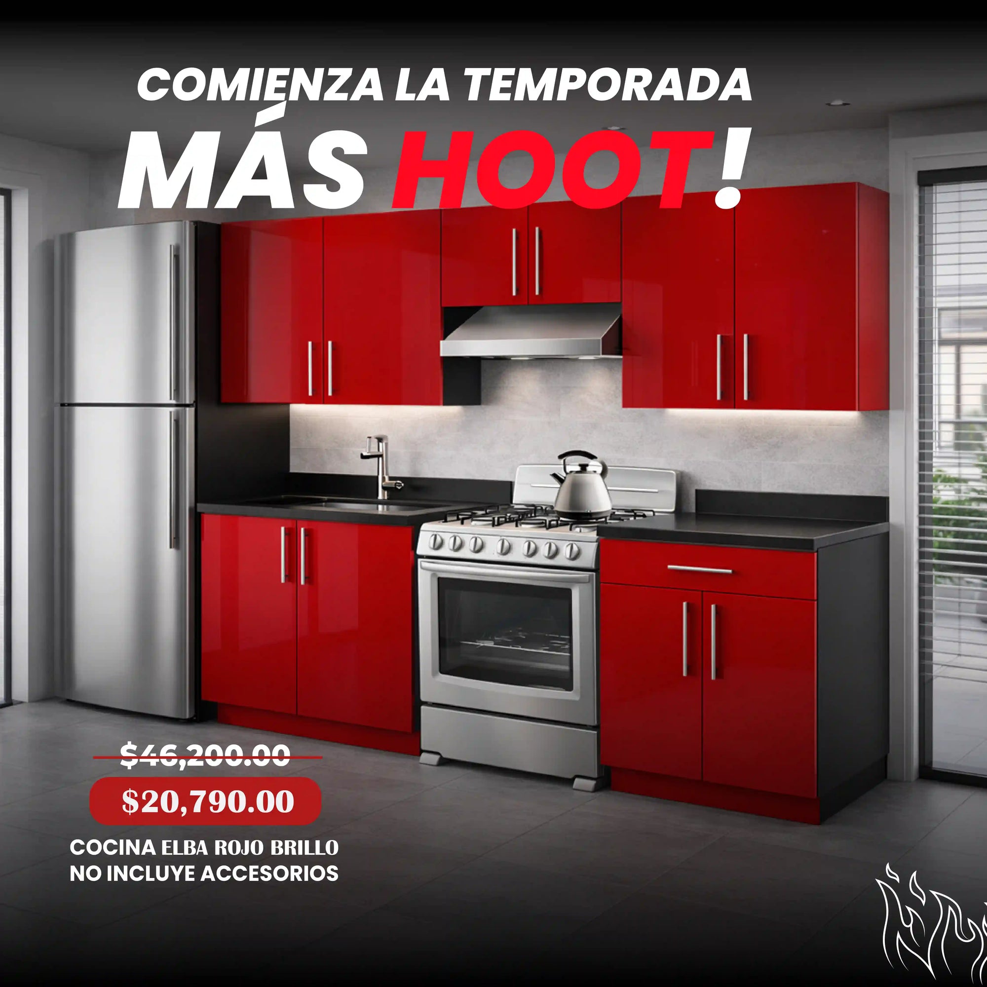 cocina elba rojo