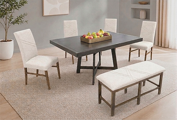 ANTECOMEDOR VIENA AMARANTO CON 4 SILLAS Y BANCA RUSSEL ALPHA LATTE