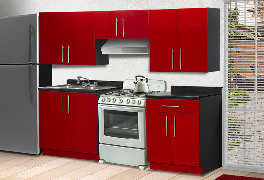 COCINA ELBA ROJA 2.40 MTS (5 PIEZAS)