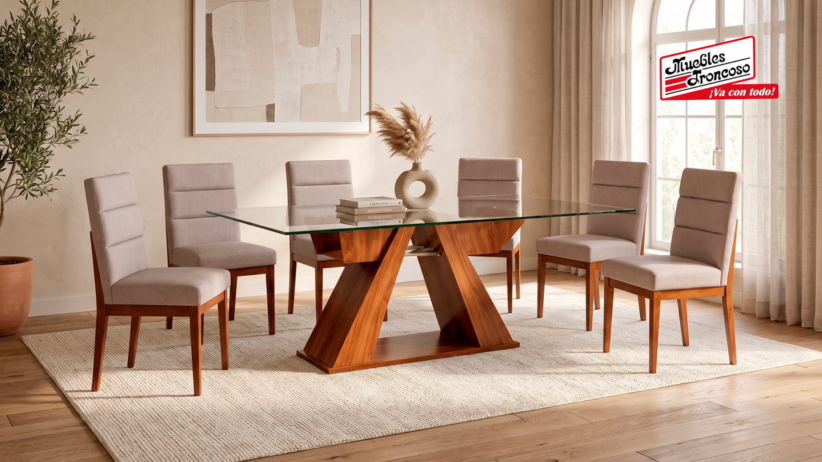 ANTECOMEDOR BARI CON 6 SILLAS DANTE ARENA