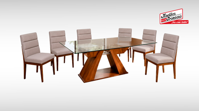 ANTECOMEDOR BARI CON 6 SILLAS DANTE ARENA