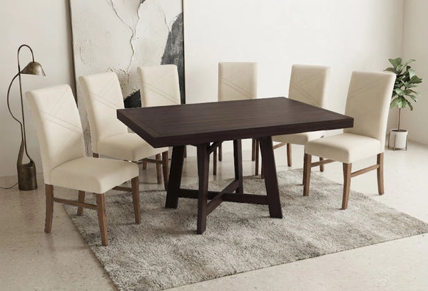 ANTECOMEDOR VIENA AMARANTO CON 6 SILLAS RUSSEL LATTE