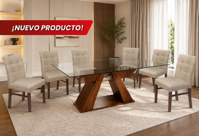 ANTECOMEDOR BARI CON 6 SILLAS DORIAN MAGIT BEIGE