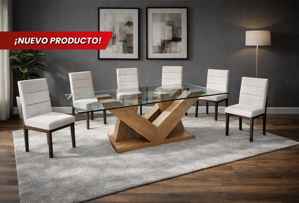 ANTECOMEDOR OLAF CON 6 SILLAS DANTE